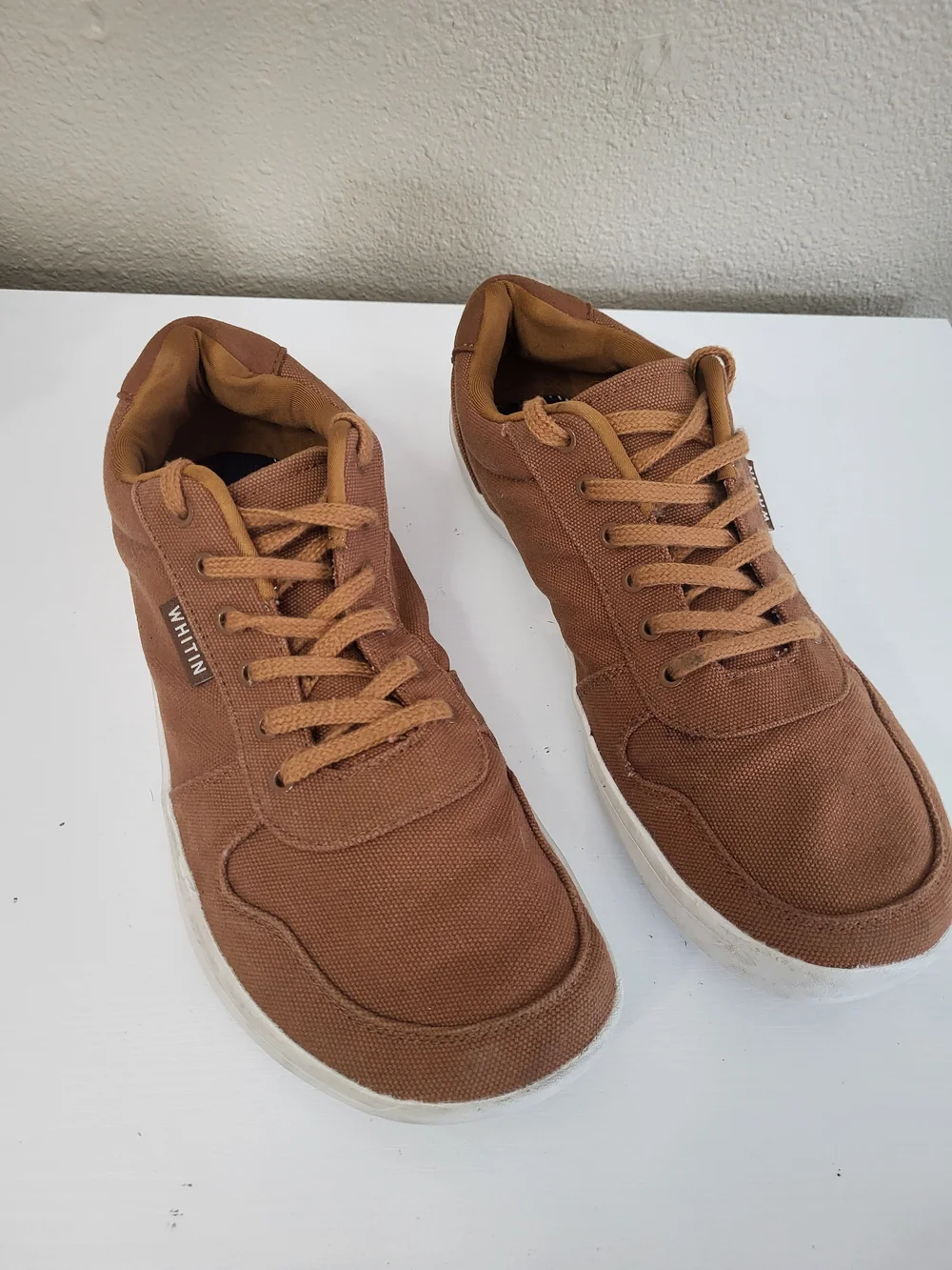 Whitin Barefoot Zero Drop Wide Toe Box Shoes Men 44 10 Brown Canvas Minimalist